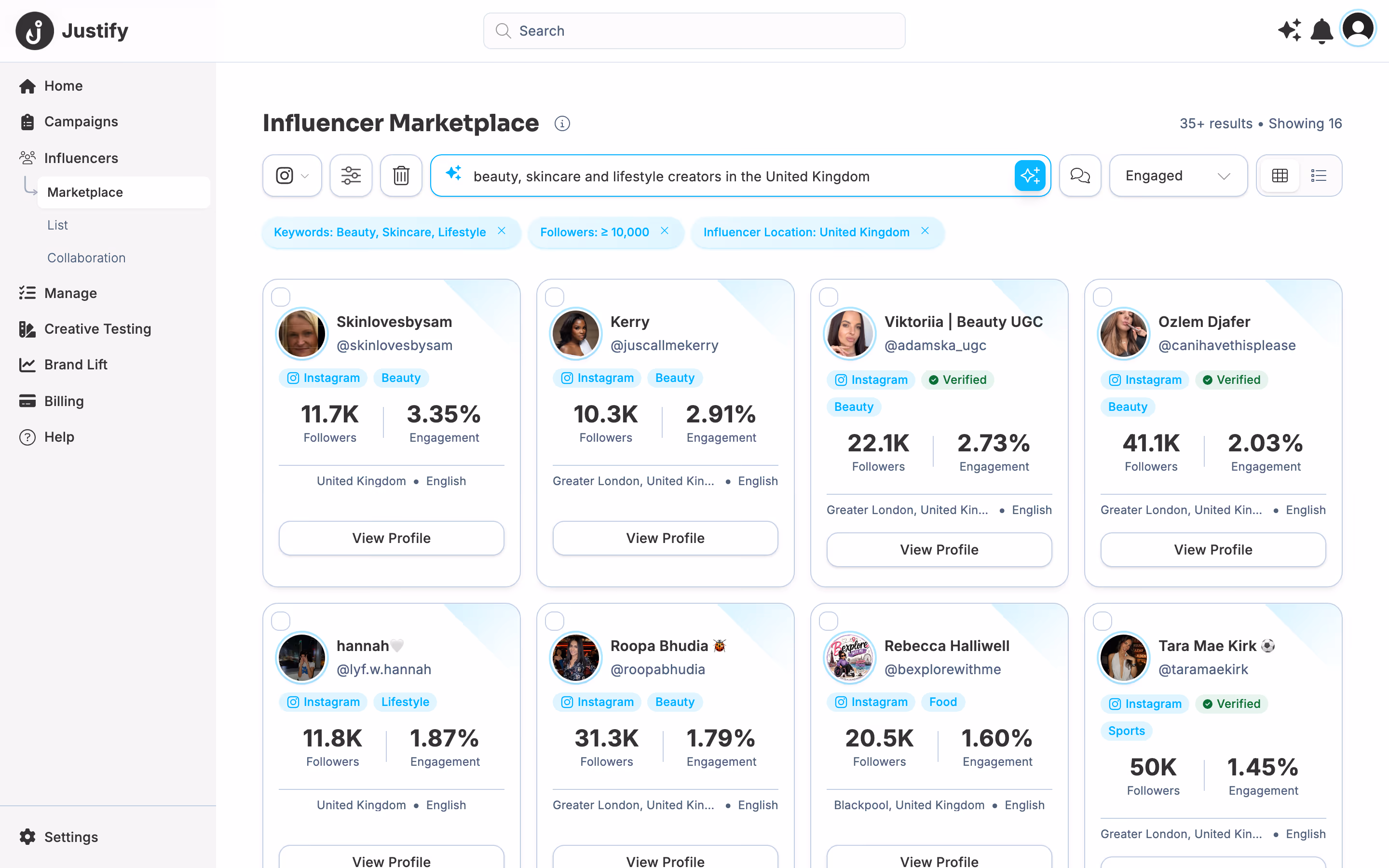 Justify — finding creators in the marketplace